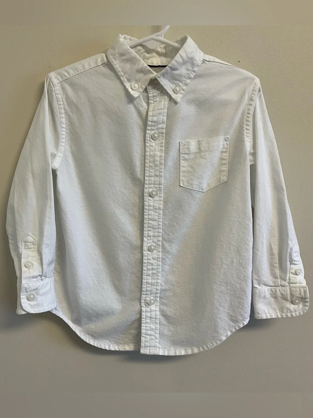 Janie and Jack Boys Size 3 White Solid Long Sleeve Button-Down Cotton Shirt Prep